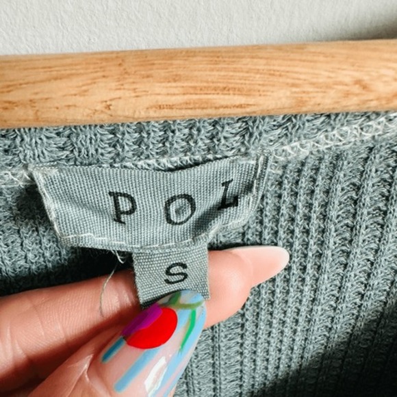 POL Tie Dye Waffle Knit Long Sleeve Tee Oversized Small Cotton Hand-Dipped - Picture 4 of 9